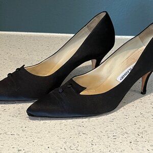 Silk Satin Manolo Blahnik Tuxedo Heels/Pumps, Size EU 37, CLEAN!
